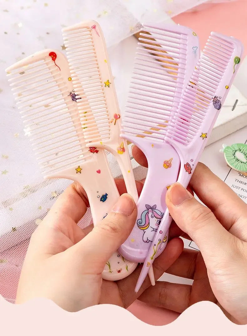 2pcs Kids Hair Combs Set Cartoon Animals Children Hairdressing Comb with Pointed Tail Girls Portable Anti-Static Plastic Comb - Sun Studio