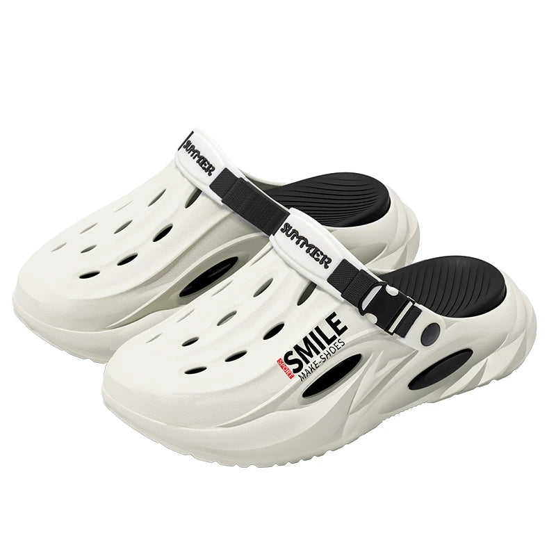 Thick Bottom Men Hole Shoes Beach Slip-On Outdoor Slippers Non-Slip Comfortable Outdoor Slippers - Sun Studio