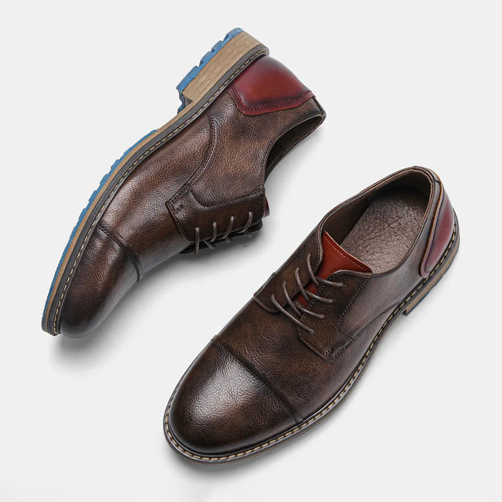 Business Men's Leather Shoes European American Casual Man Leather Shoe Retro Trend Men's Shoes Large Size Leather Shoes for Men - Sun Studio