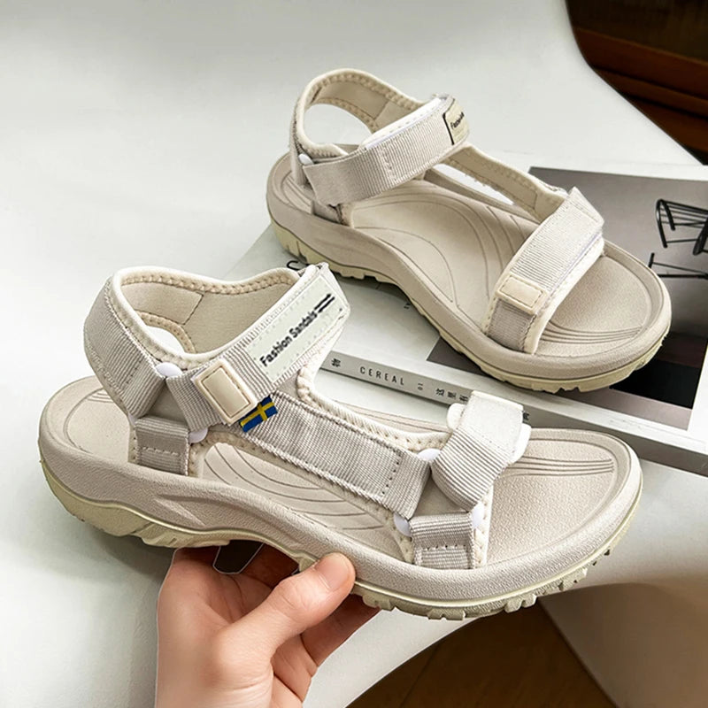 Women's Summer Sports Sandals Breathable Open-Toe Beach Walking Shoes Lightweight Comfortable Flat Sandals for Outdoor Travel - Sun Studio