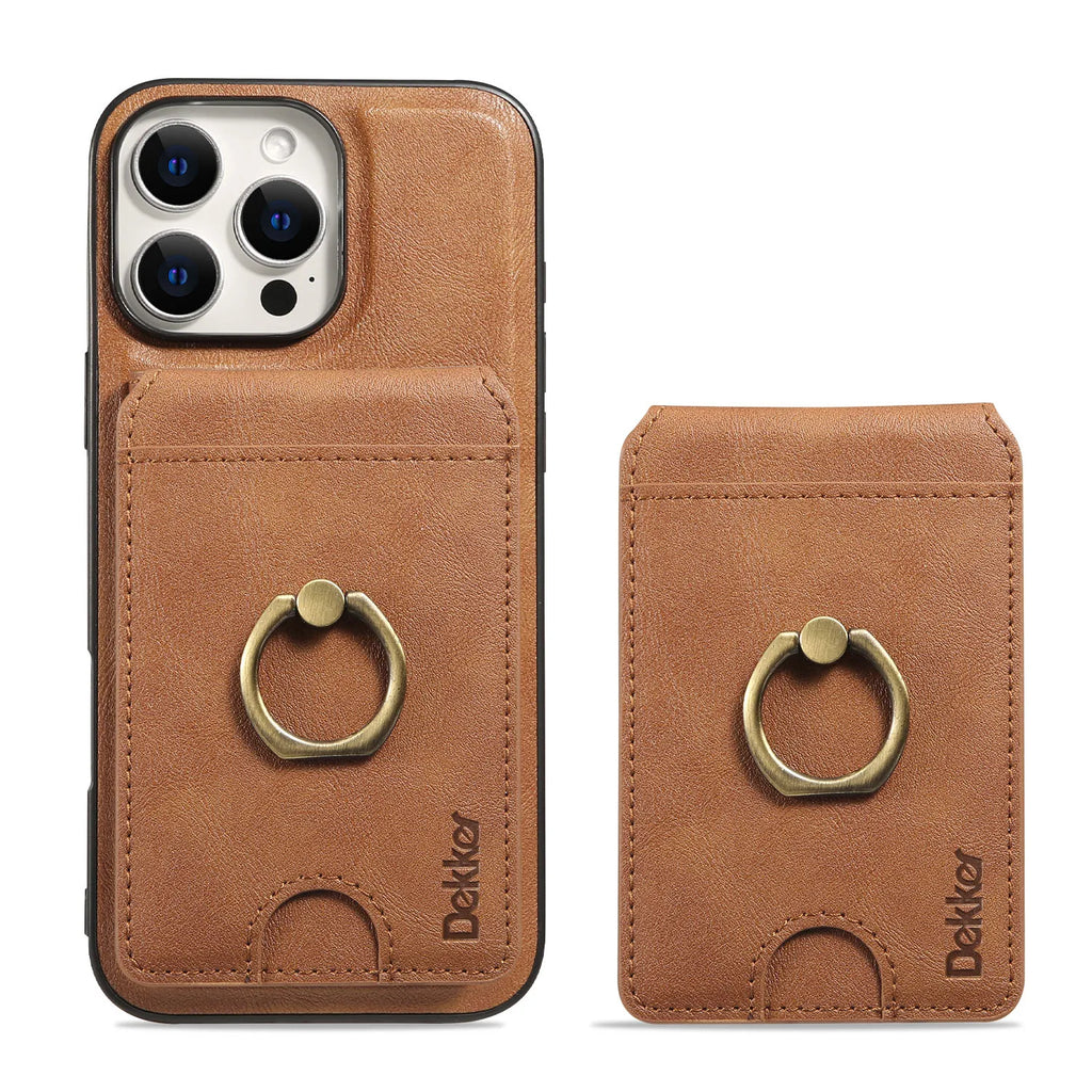 2 in 1 Detachable Vertical Cards Solt Ring Holder Wallet Leather Case For iPhone 16 Pro Max 15 Plus 14 13 12 Magnetic Bag Cover - Sun Studio