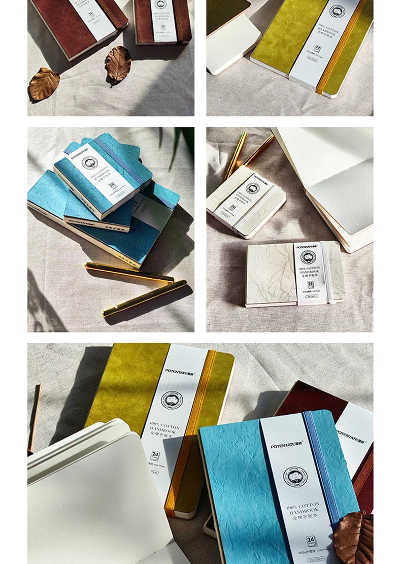 POTENTATE Watercolor 100% Cotton Paper Pad 24 Sheets10x10cm/9x14cm/13x19cm Artists Beginners Watercolor Sketchbook Drawing Paper - Sun Studio