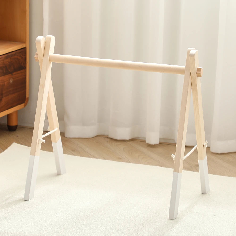 Foldable Baby Play Gym,0 Months Wooden Infant Activity Gym Hanging Toys Tool-Free Assembly Gym,Great for Newborn Development - Sun Studio