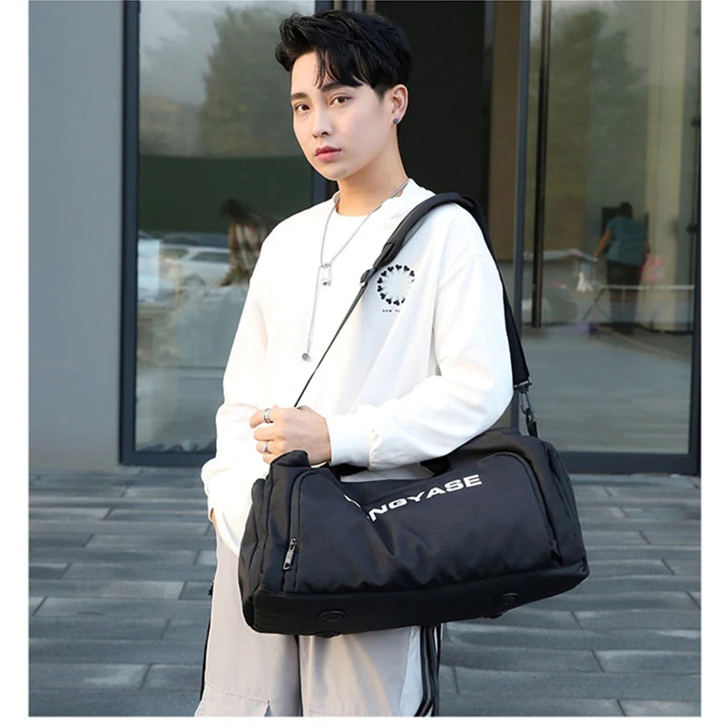 Gym Sports Bag for Men Travel Fitness Duffle Shoe Pocket Luggage Duffel Waterproof Tote Handbags Weekend Shoulder Outdoors Bag - Sun Studio