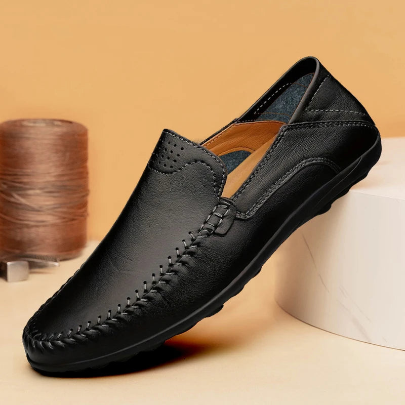 CLOHOO Men's Business Casual Shoes Leather Stitching Comfortable Breathable Rubber Bottom Second Layer Cowhide - Sun Studio