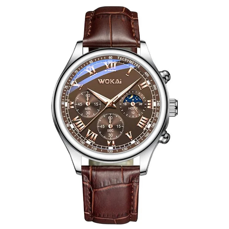 Luxury Men Business Watches Fashion Leather Strap Round Dial Male's Analog Quartz Wristwatch Reloj Hombre（Without Box） - Sun Studio