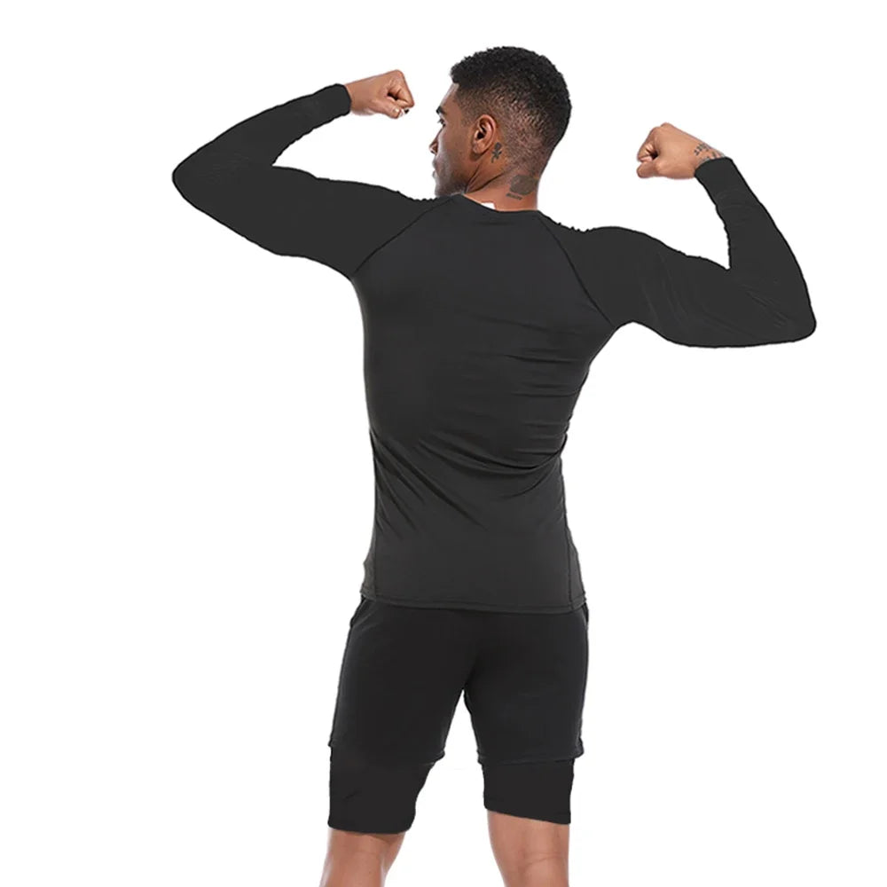 Gym Hub Printed Men's Compression T-Shirt Gym Workout Sport Quick Dry Tight Shirts Outdoor Training Fitness Elasticity Tops Tee - Sun Studio