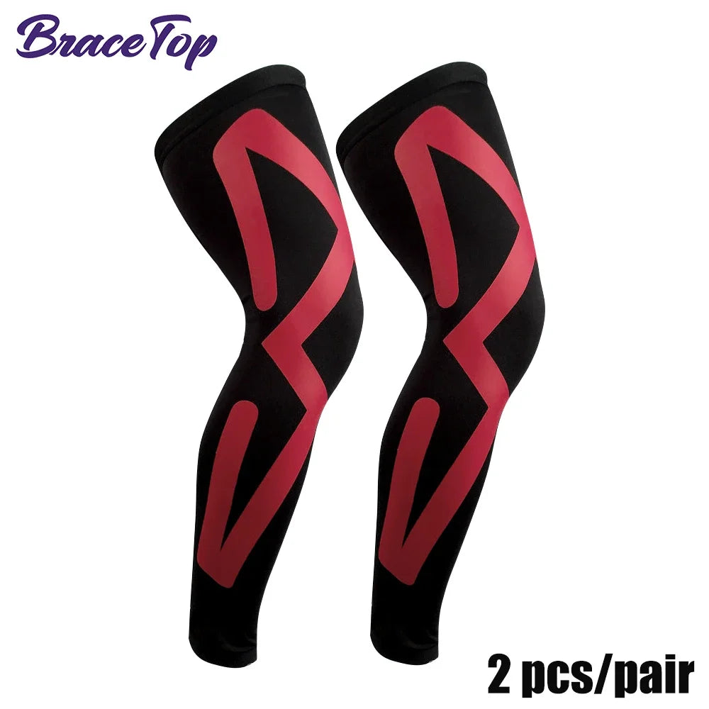BraceTop 1 Pair Compression Long Socks Men Women Knee Fitness Knee Pad Anti Slip Support Thigh Long Stockings Leg Thigh Sleeves - Sun Studio