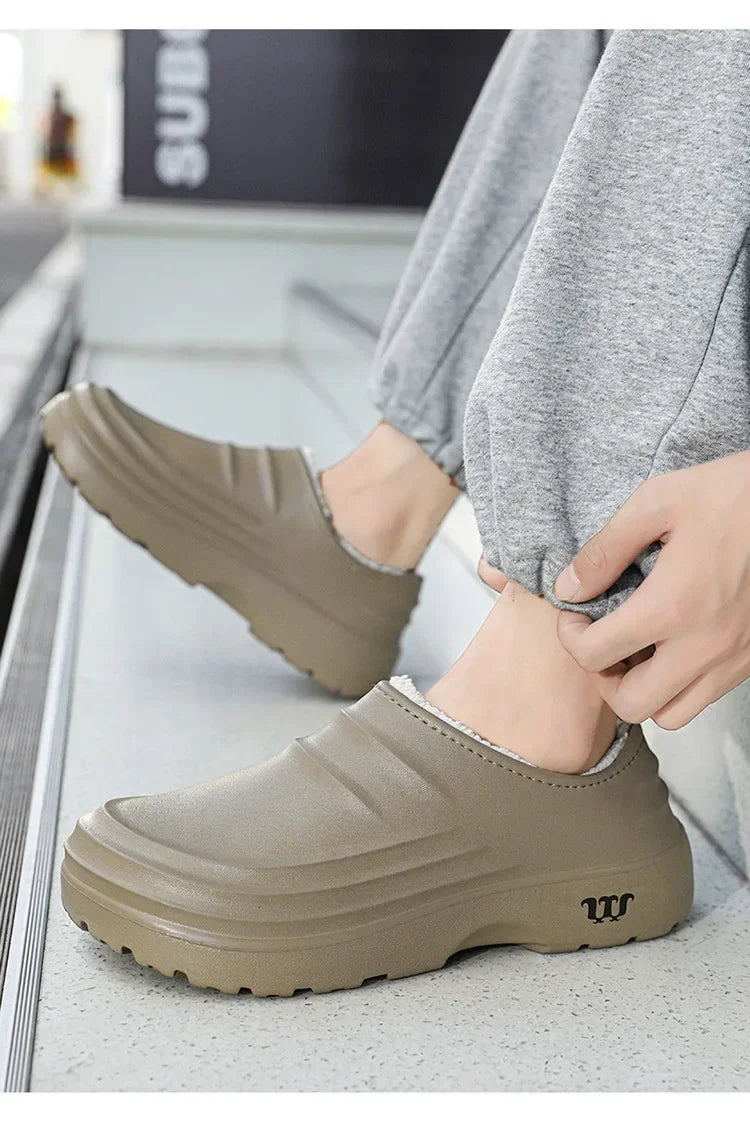 Waterproof Cotton Chef Shoes For Men Anti-Slip Work Footwear Warm Comfortable Kitchen Specialized Shoes With EVA Outsole - Sun Studio