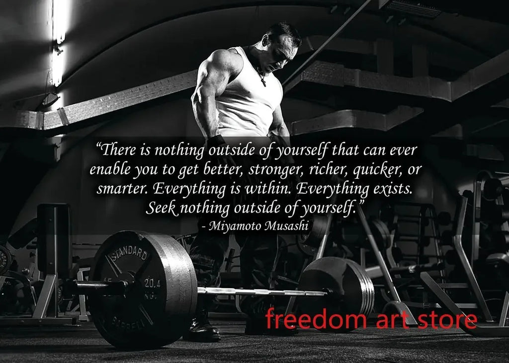 Gym Motivation Muscle Man Bodybuilding Fitness Strength Barbell Art Poster Canvas Painting Wall Print Picture for Home Gym Decor - Sun Studio
