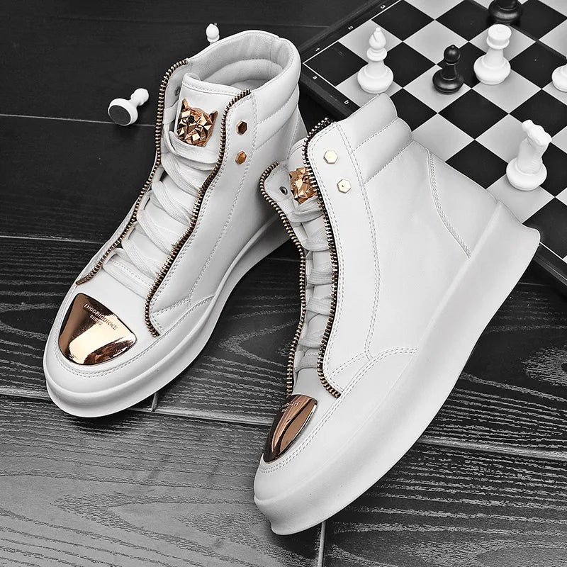 YRZL High Top Casual Shoes Men Sneakers Fashion Skateboard Shoes Leopard Platform Shoe Sport Training Shoes Men's Ankle Boots - Sun Studio