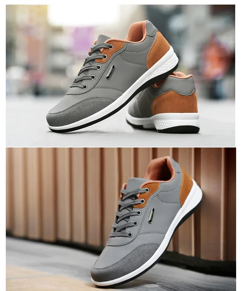 YRZL Men Shoes Spring Autumn Waterproof Walking Sneakers Leisure Male Leather Sports Shoes Non-Slip Footwear Tennis for Men - Sun Studio