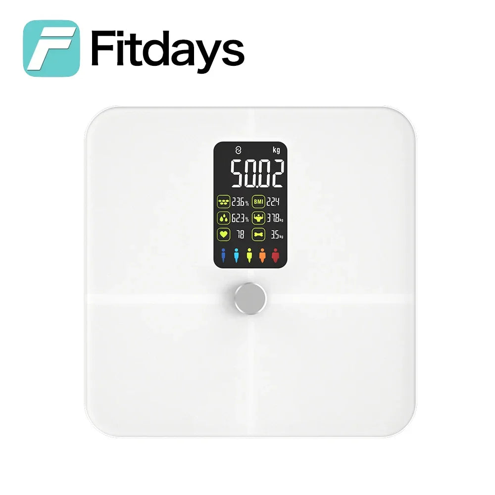 Fitdays Smart 8 Electrodes Body Fat Weight Scale, Human Bioimpedance Scale, Body Composition Scale - Sun Studio
