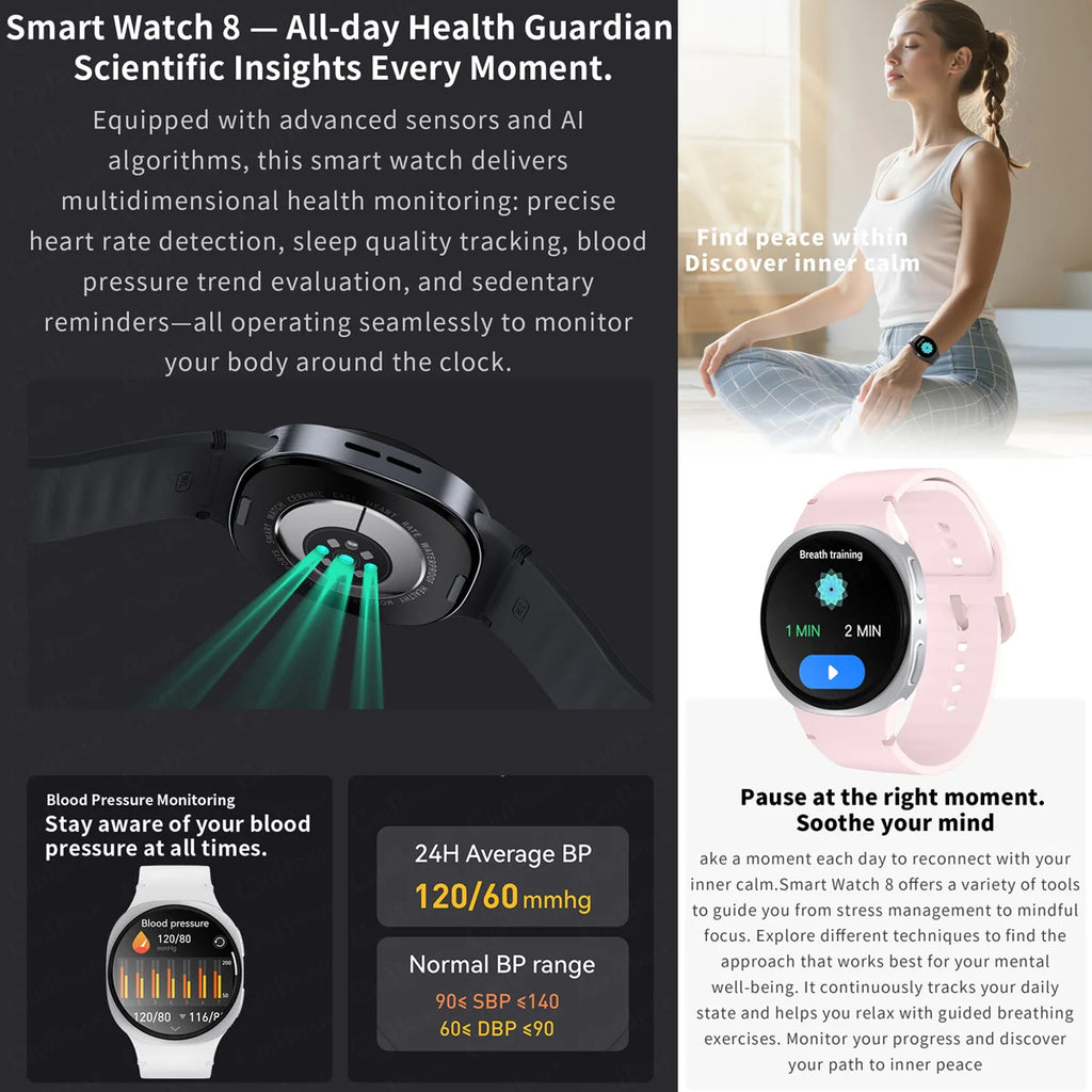 2026 New Watches 8 Mini GPS Track Smart Watch For Men Women Health Sports AMOLED Heart Rate Bluetooth Call Waterproof Smartwatch - Sun Studio