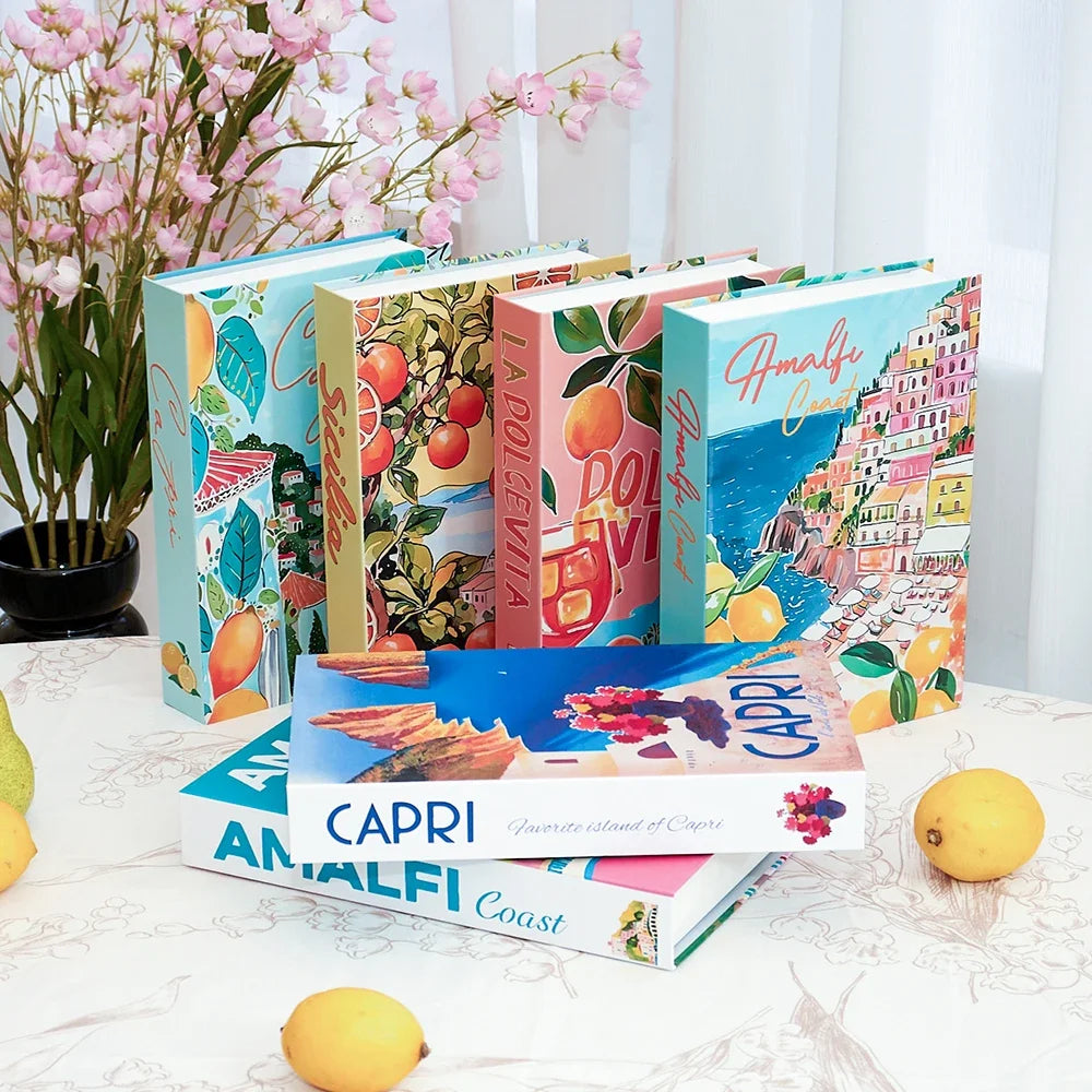 Colorful Travel Series Fake Books For Home Decor Coffee Table Ornaments Fashion Decoration Books for Living Room Amalfi Italy - Sun Studio