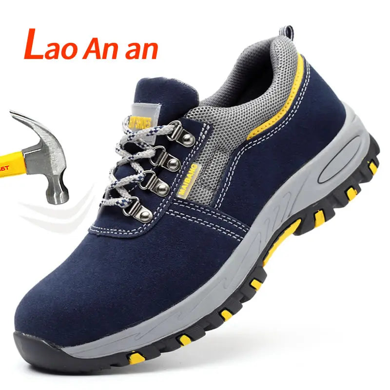 Mens Work leather Boot Safety Shoes Steel Toe Cap Puncture-Proof Work Sneakers Indestructible Work Shoes Men Shoes male kevlar - Sun Studio