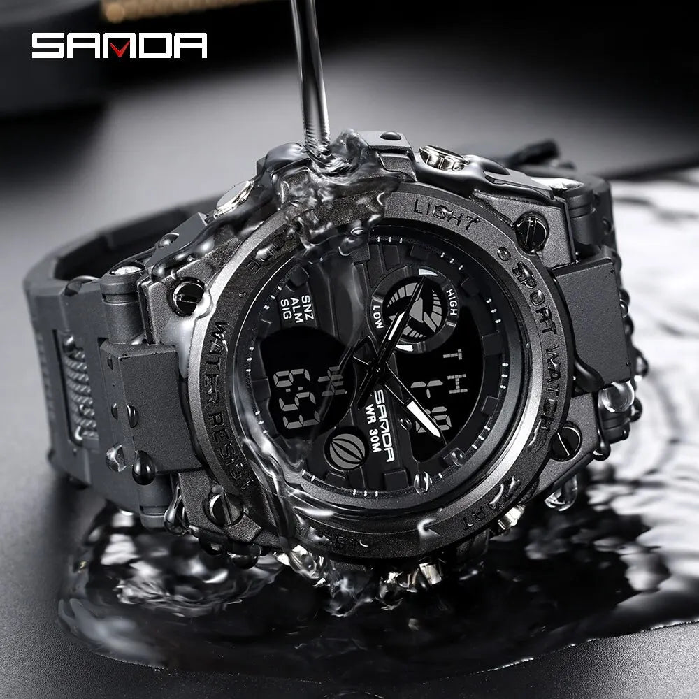 SANDA Top Luxury Watches Men Military Army Mens Watch Waterproof Sport Wristwatch Dual Display Watch Male Relogio Masculino - Sun Studio