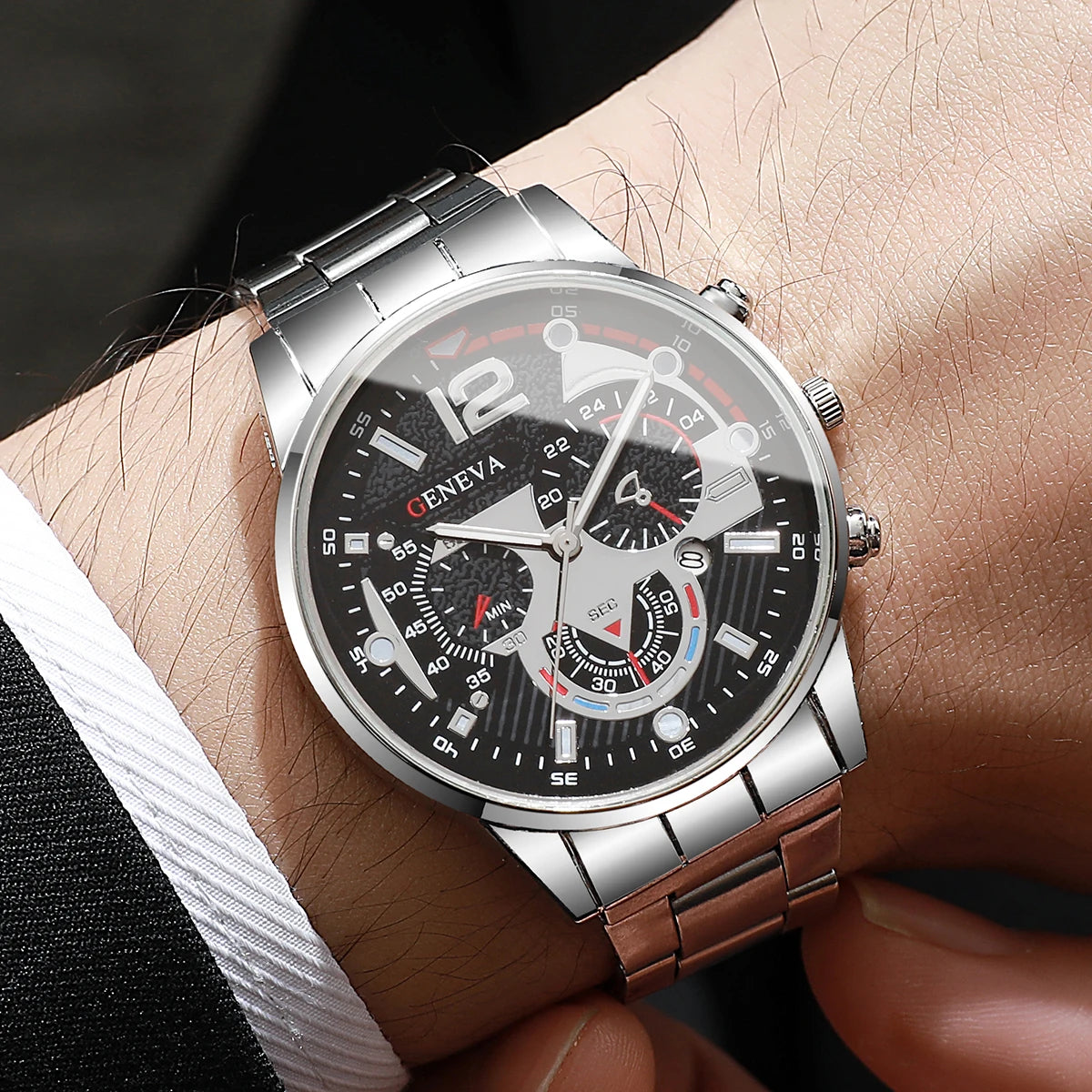 3PCS Men Business Watches Fashion Steel Band Male's Analog Quartz Watch Set Relogio Masculino Reloj Hombre（Without Box） - Sun Studio