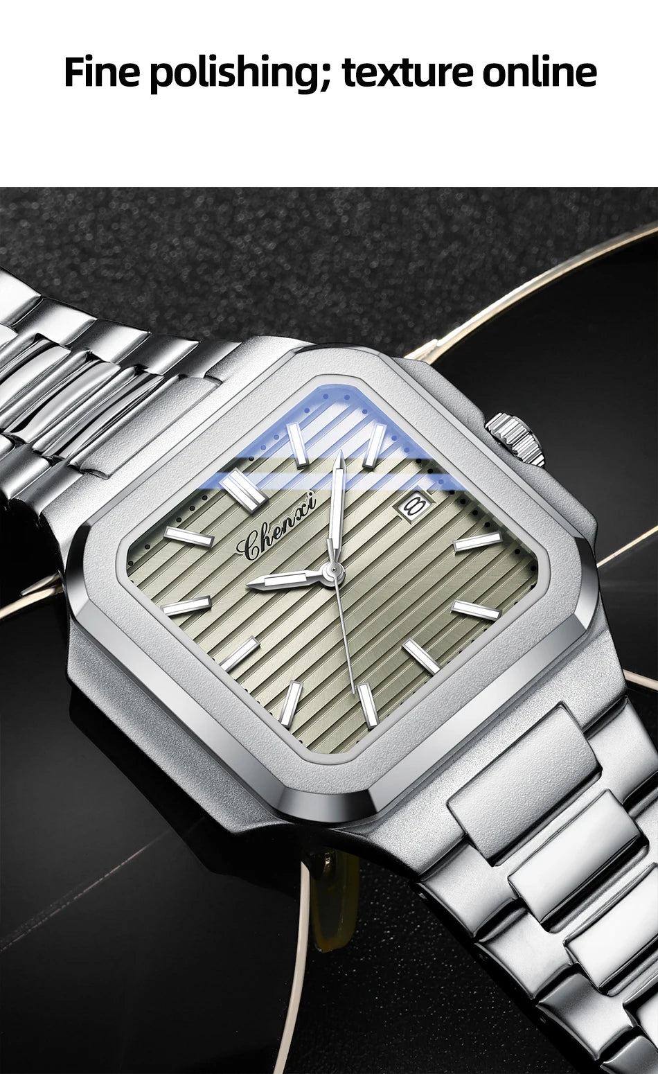 2025 New Man Watches Luxury Fashion Square Men's Quartz Watch Calendar Luminous Waterproof Stainless Steel High Quality Clock - Sun Studio