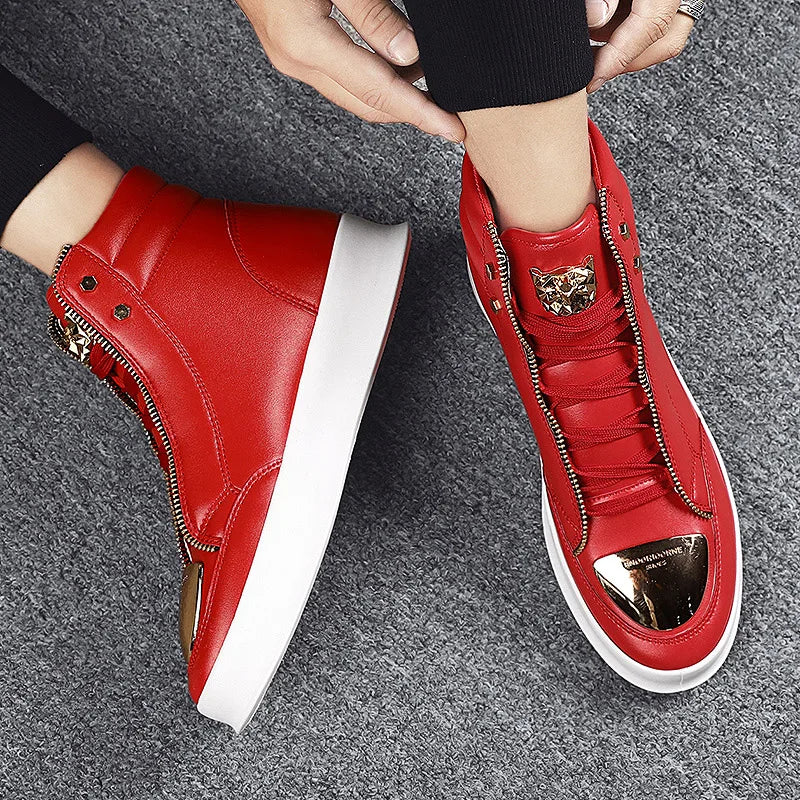 YRZL High Top Casual Shoes Men Sneakers Fashion Skateboard Shoes Leopard Platform Shoe Sport Training Shoes Men's Ankle Boots - Sun Studio