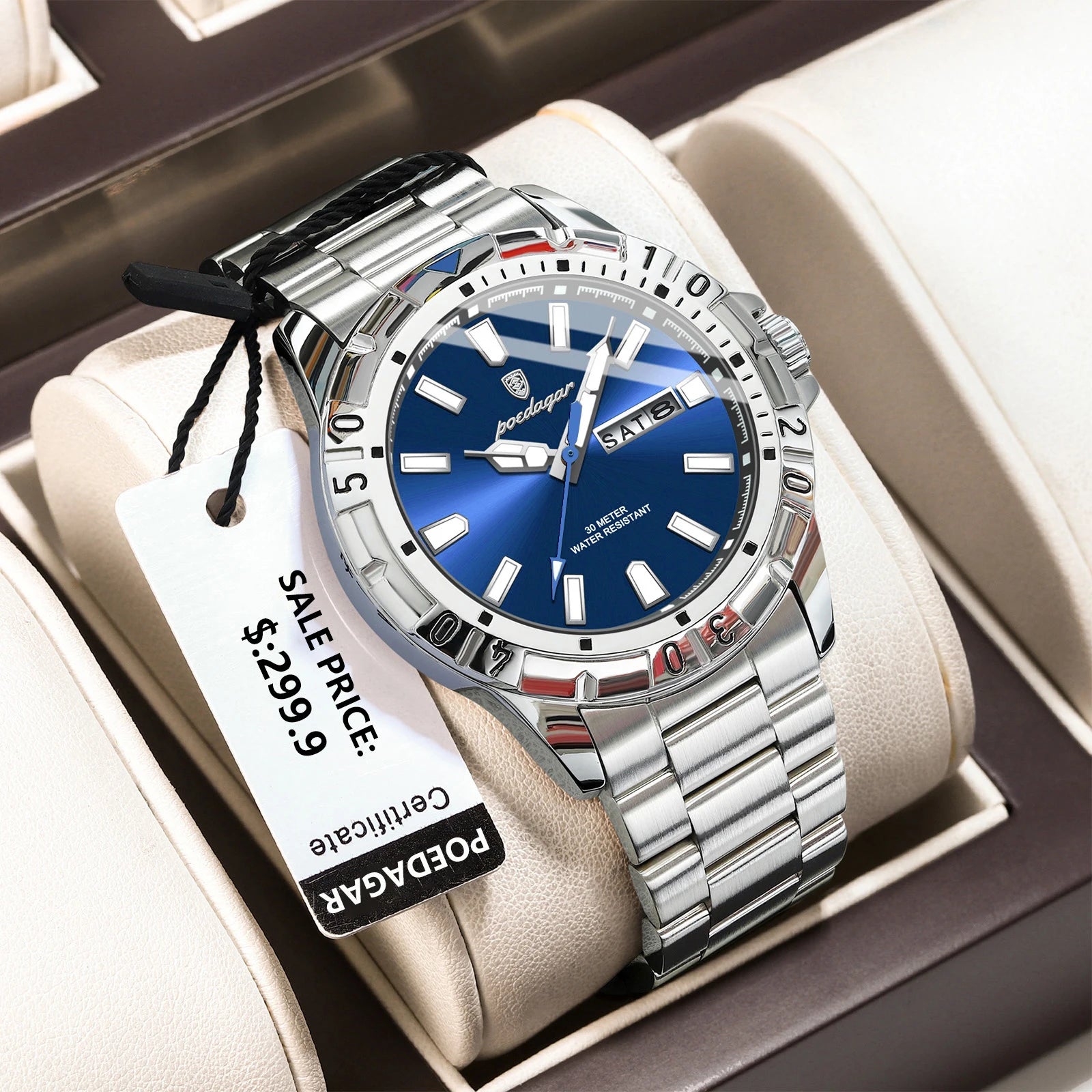 POEDAGAR Luxury Man Watch Waterproof Luminous Date Week Men Watch Casual Male Clock Stainless Steel Sports Men's Quartz Watches - Sun Studio