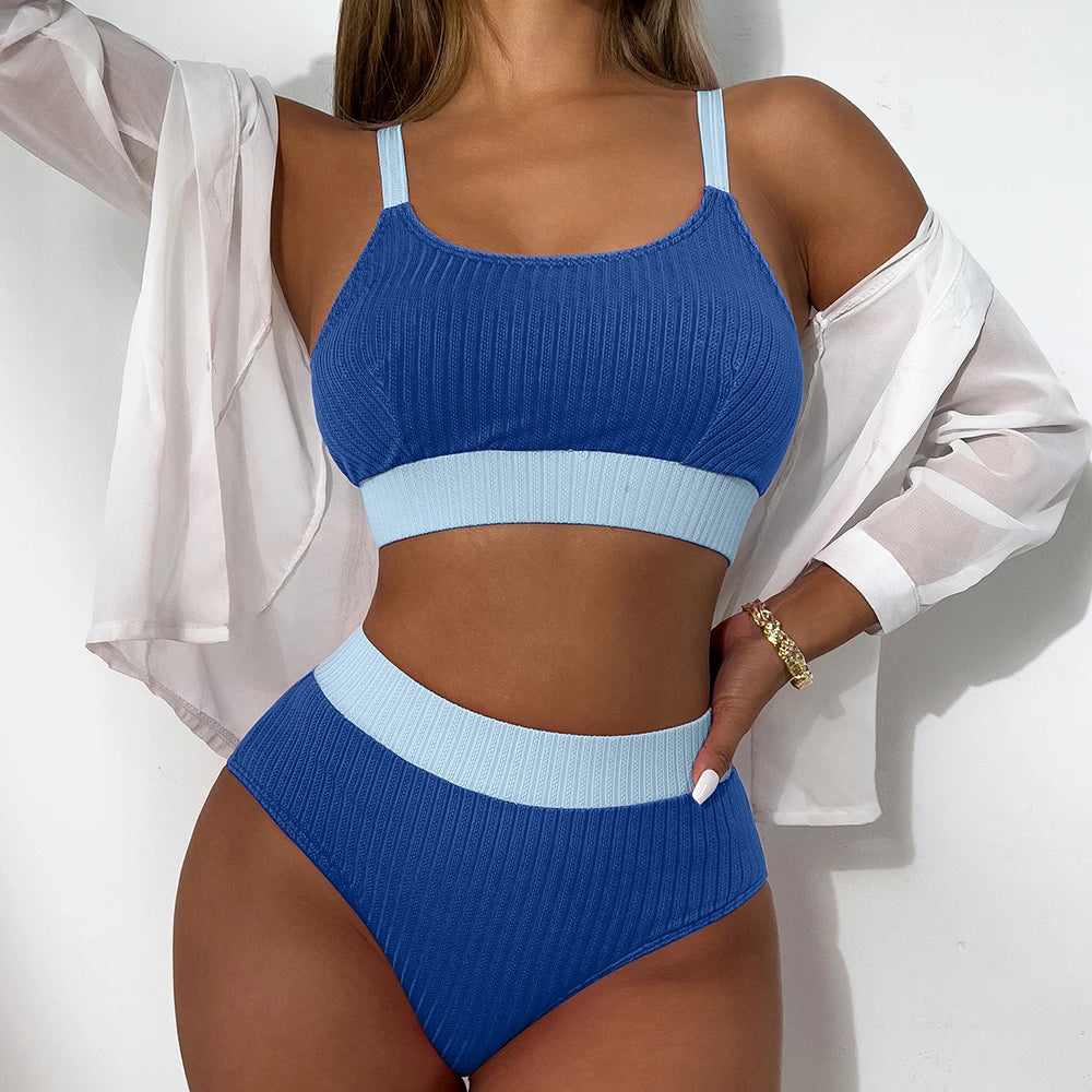 Strappy Bikinis 2026 Women High Waist Swimwear Female Sexy Swimsuit Solid Bathers Bathing Swimming Swim Suit Beachwear Summer - Sun Studio