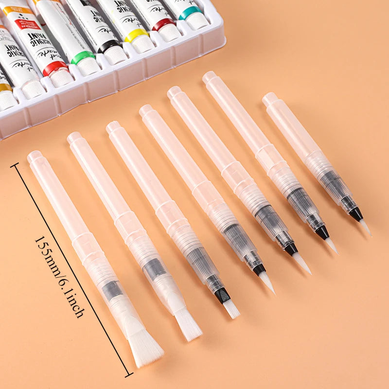 3/7pcs Watercolor Brush Set Soft Water Coloring Pen Paint Brushes For Beginner Art Drawing  Painting - Sun Studio