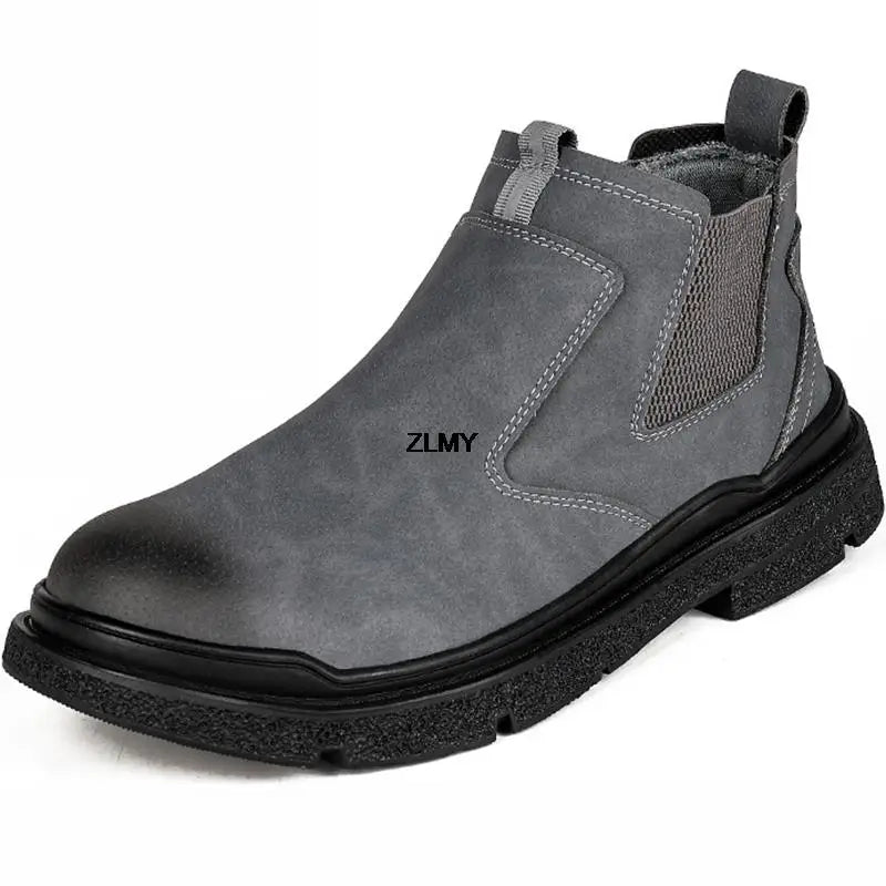 Wasserdichte Herren Schweißer Schuhe Stahlkappen Arbeitsschuhe Männer Anti-Spritzer Anti-Quetsch Sicherheitschuhe Herren Slip-On Chelsea Arbeitssicherheit Stiefel