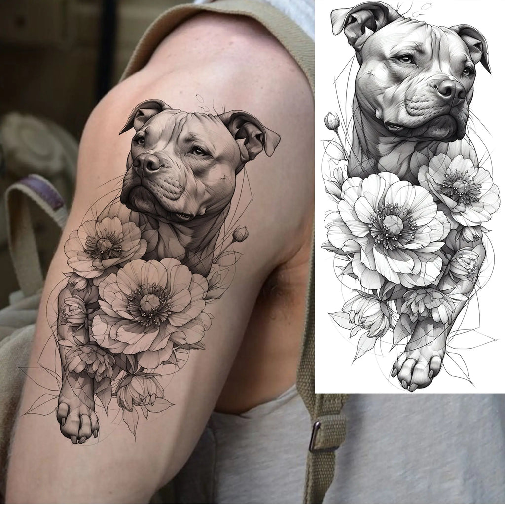 1 Blatt Schönes Schildkröte mit Blumen Temporäre Tattoos Elefant Löwe Tattoos Wasserdicht Realistische Tiere Fake Tattoos Aufkleber