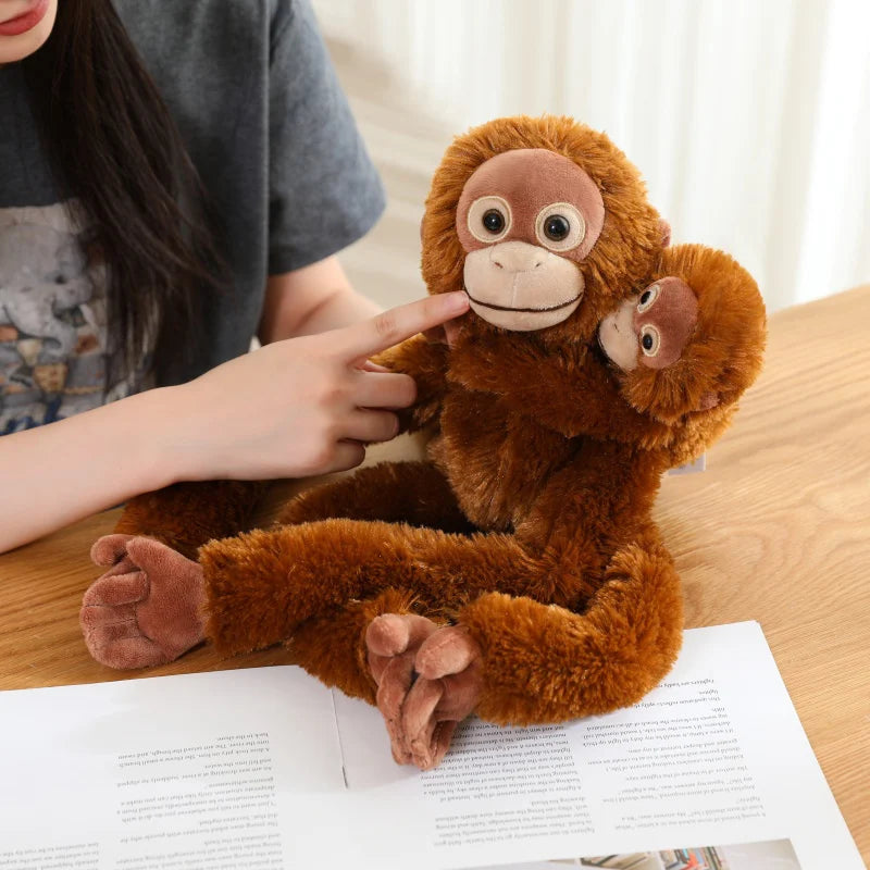 Cartoon Punch Monkey Plush Doll Brown Chimpanze Mom And Black Monkey Baby Together Animal Stuffed Doll Home Decor Gift For Kids - Sun Studio