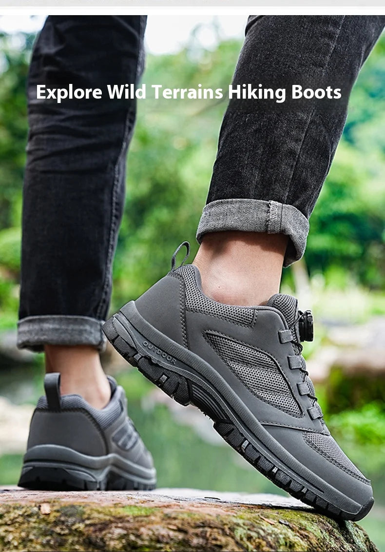 Men'S Spring And Autumn Outdoor Sports Shoes With Rotating Buckle Convenient Comfortable Anti Slip Hiking Shoes Large Size 39-48 - Sun Studio