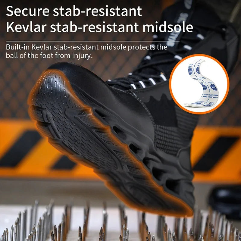 New Fashion 2024 Men Boots Safety Shoes Security Steel Toe Cap Military Boots Working Steel Toe Anti-Smashing Men's Work Boots - Sun Studio