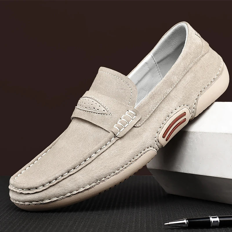 Quality Genuine Leather Shoes Men Loafers Slip On Soft Leather Casual Men Shoes Comfort Driving Shoes Men Flats Walking Footwear - Sun Studio