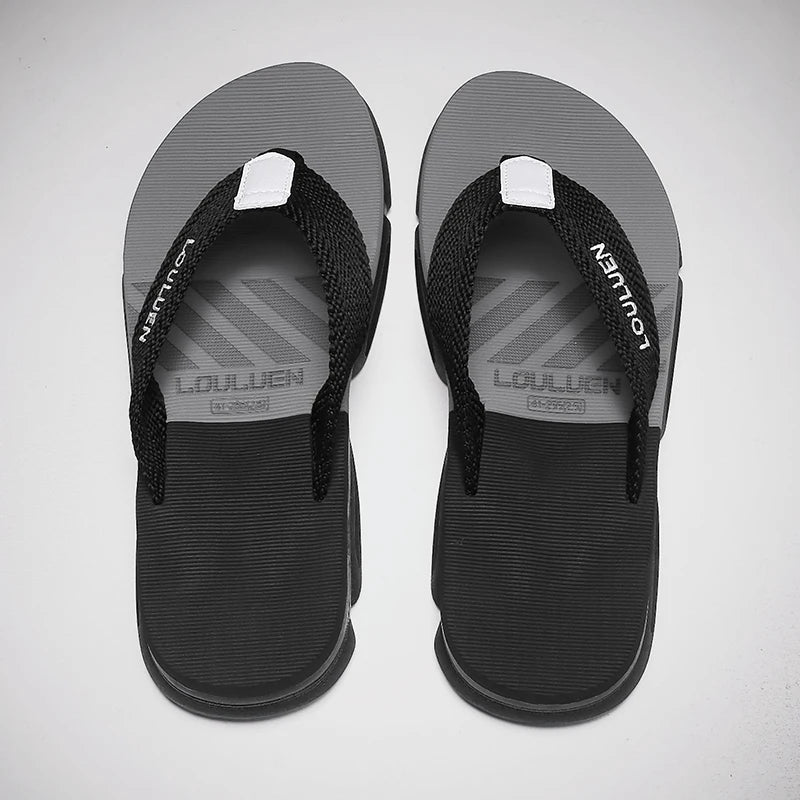 [Color blocked flip flops] Comfortable color blocked flip flops - Men's non slip casual rubber bottom EVA flip flops, suitable f - Sun Studio
