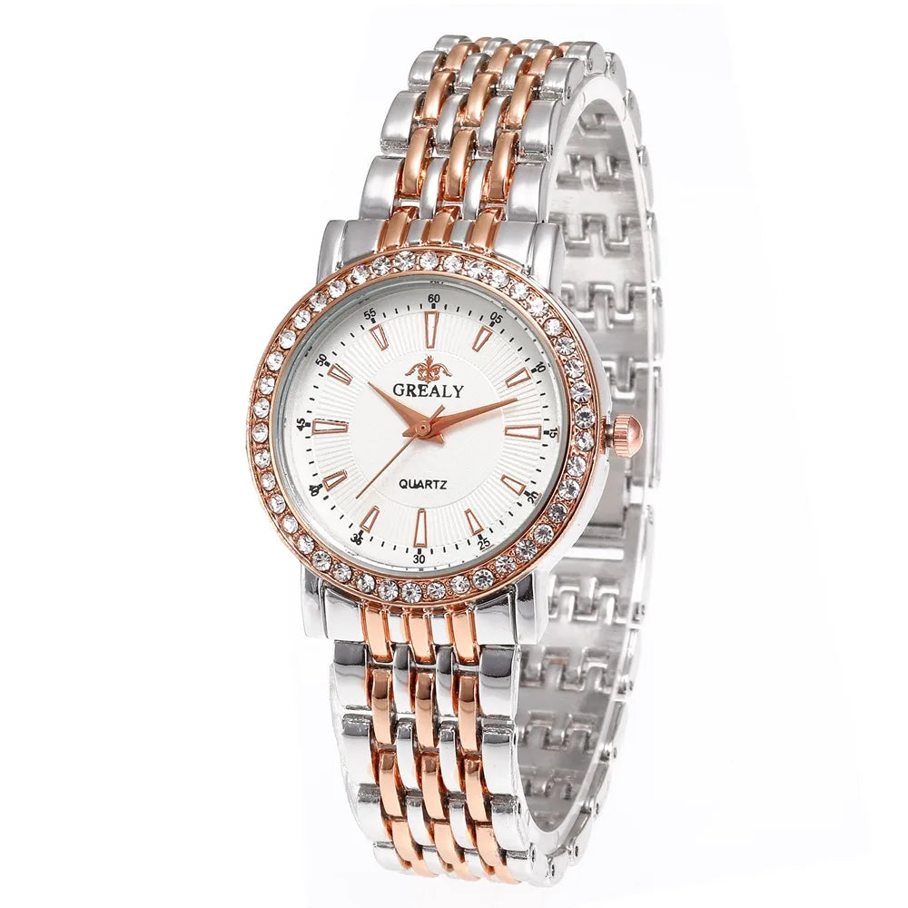 New Casual Watches Women Luxury Fashion Lovers Watch Rhinestone Stainless steel Quartz Watch Men Women Gift Business Wristwatch - Sun Studio