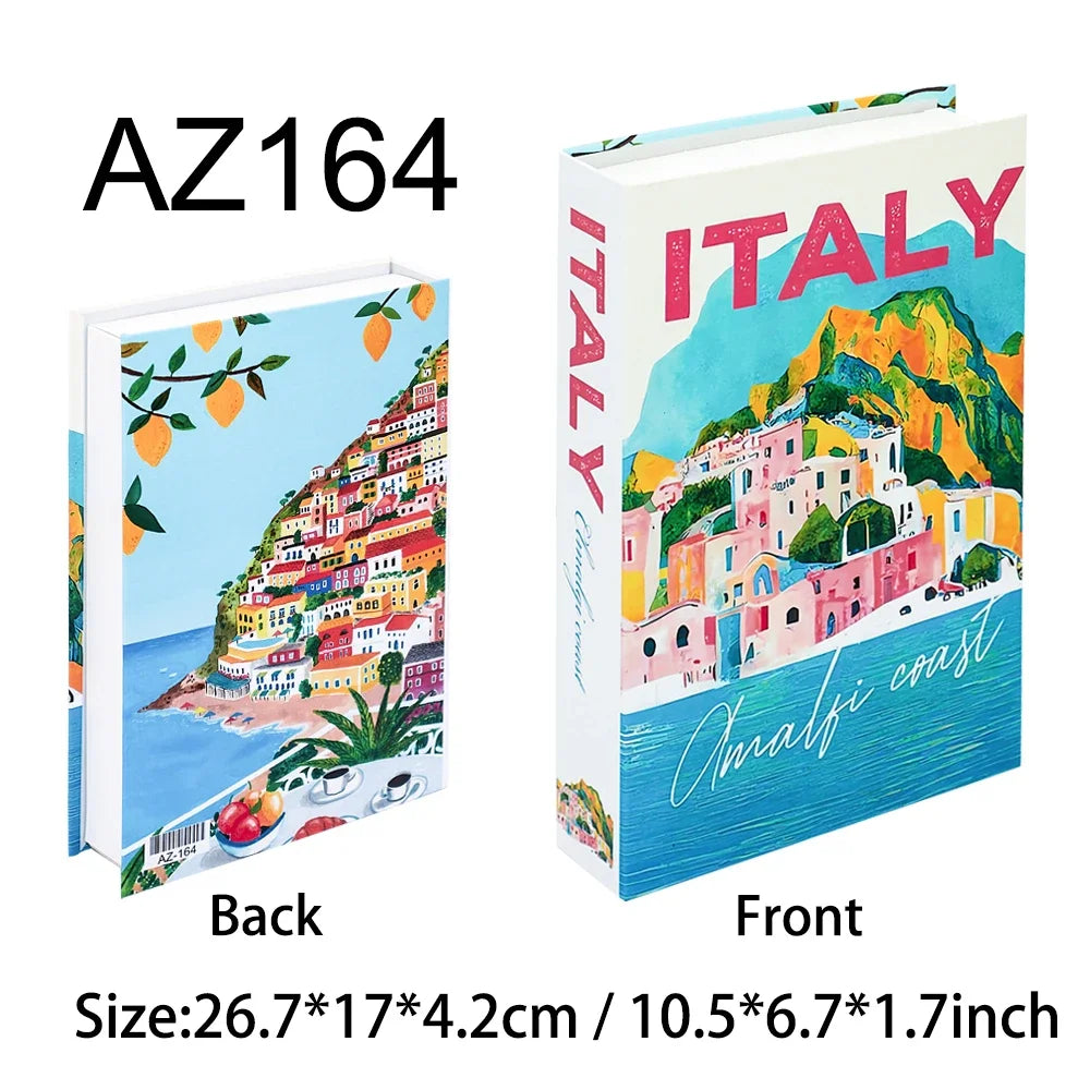 Bunte Reisereihe Fake Bücher für Wohnkultur Kaffeetisch Ornamente Mode Dekoration Bücher für Wohnzimmer Amalfi Italien