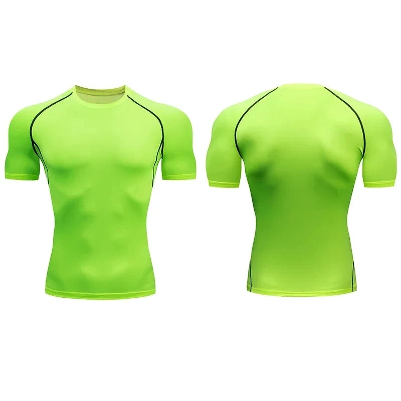 Fitness clothes men's outdoor sports quick drying short sleeved t-shirt training pro running stretch tight fitting clothes yoga - Sun Studio