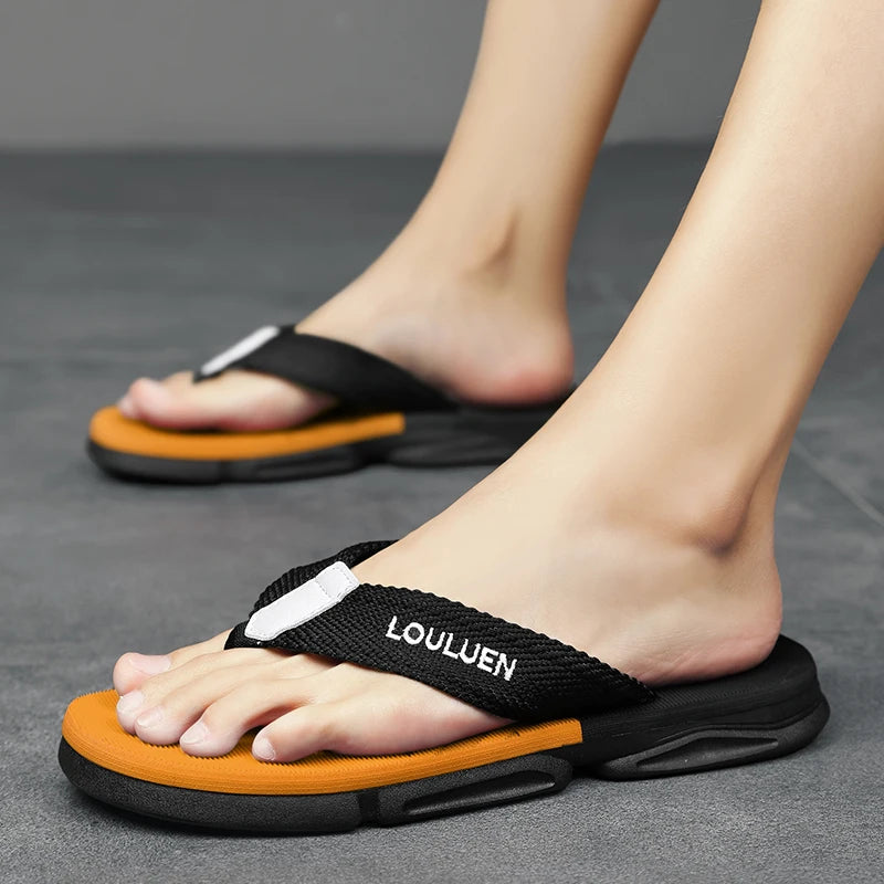 [Farbblockierte Flip Flops] Bequeme farbblockierte Flip Flops - Herren rutschfeste Freizeit Gummiboden EVA Flip Flops, geeignet f