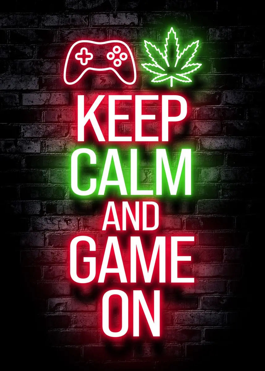 Gaming Gamer Quotes Neon Poster Vintage Gamepad Symbol Quote Canvas Painting Wall Art for Game Room Home Club Decor Mural - Sun Studio