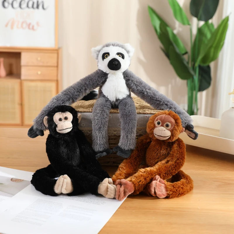 Cartoon Punch Monkey Plush Doll Brown Chimpanze Mom And Black Monkey Baby Together Animal Stuffed Doll Home Decor Gift For Kids - Sun Studio