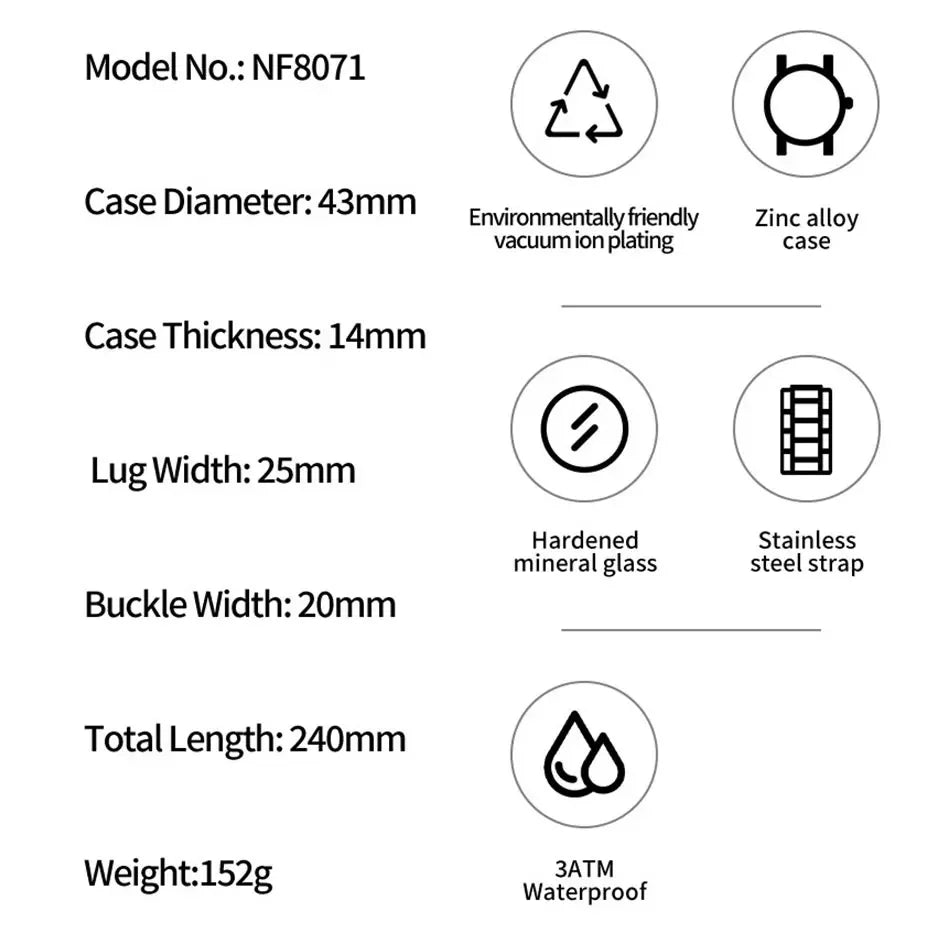 NAVIFORCE Men's Watches Top Luxury Original Quartz Wrist Watch for Men Chronograph Calendar Waterproof Man Watch Relojes Hombre - Sun Studio