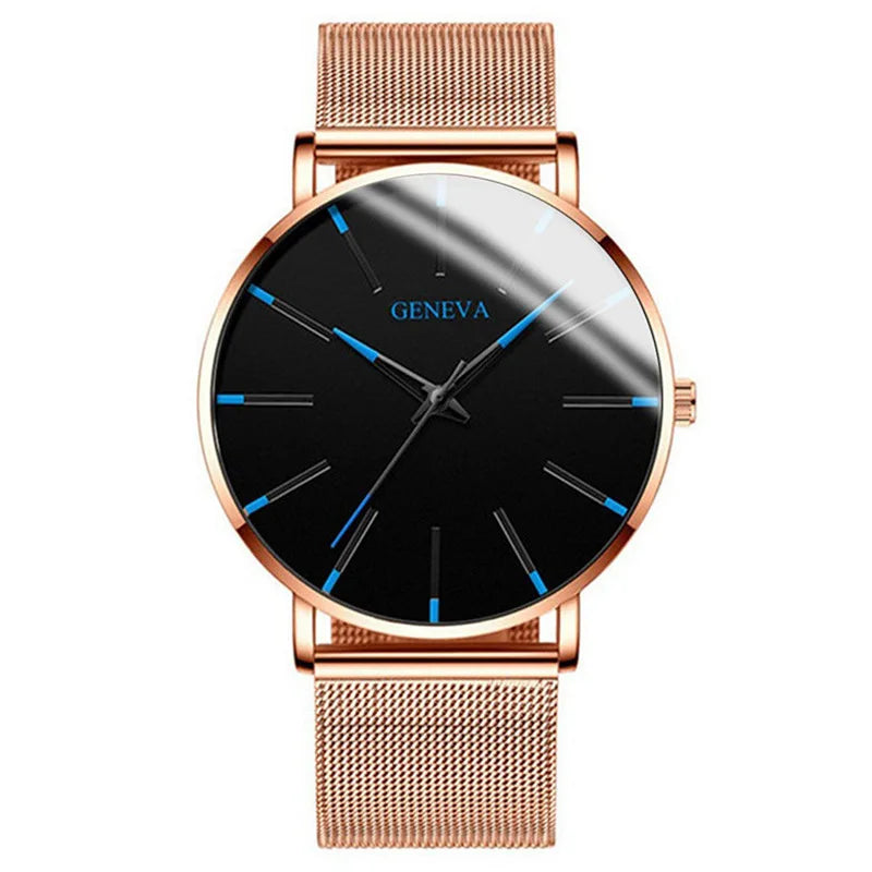 New Fashion Simple Ultra-thin Men Business Watches Steel Mesh Band Male's Quartz Watch Relogio Masculino - Sun Studio