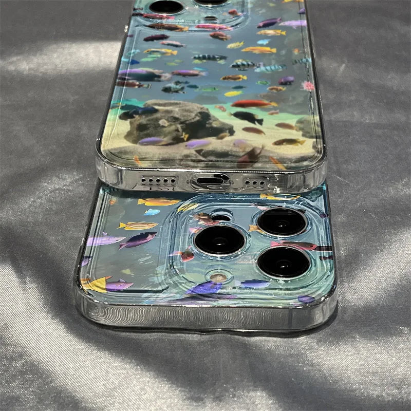 Ocean Animal Cute Phone Case For iPhone 11 Case iPhone 15 13 14 12 17 16 Pro Max 8 7 Plus XR XS SE Clear Protective Cover Funda - Sun Studio