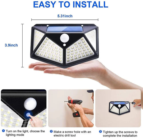1pcs Solar LED LIGHT LED Outdoor Garden Lamp 100LEDs Human Body Induction Wall Lamps Four Sides Charging Home Decor Road Lights - Sun Studio