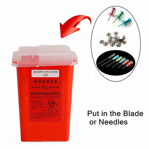 1L Plastic Tattoo Waste Box Medical Supplies Sharp Container Disposable Microblading Sharps Needle Tips Accessories - Sun Studio