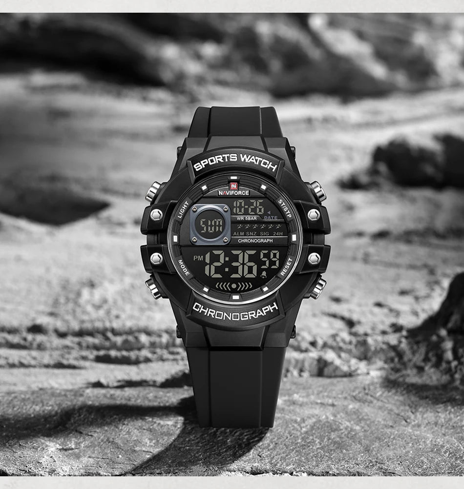 NAVIFORCE Men's Watches Multifunctional Gas phase Digital Display Silicone Strap Screen Boy's Electronic Sports Male Clock Gift - Sun Studio