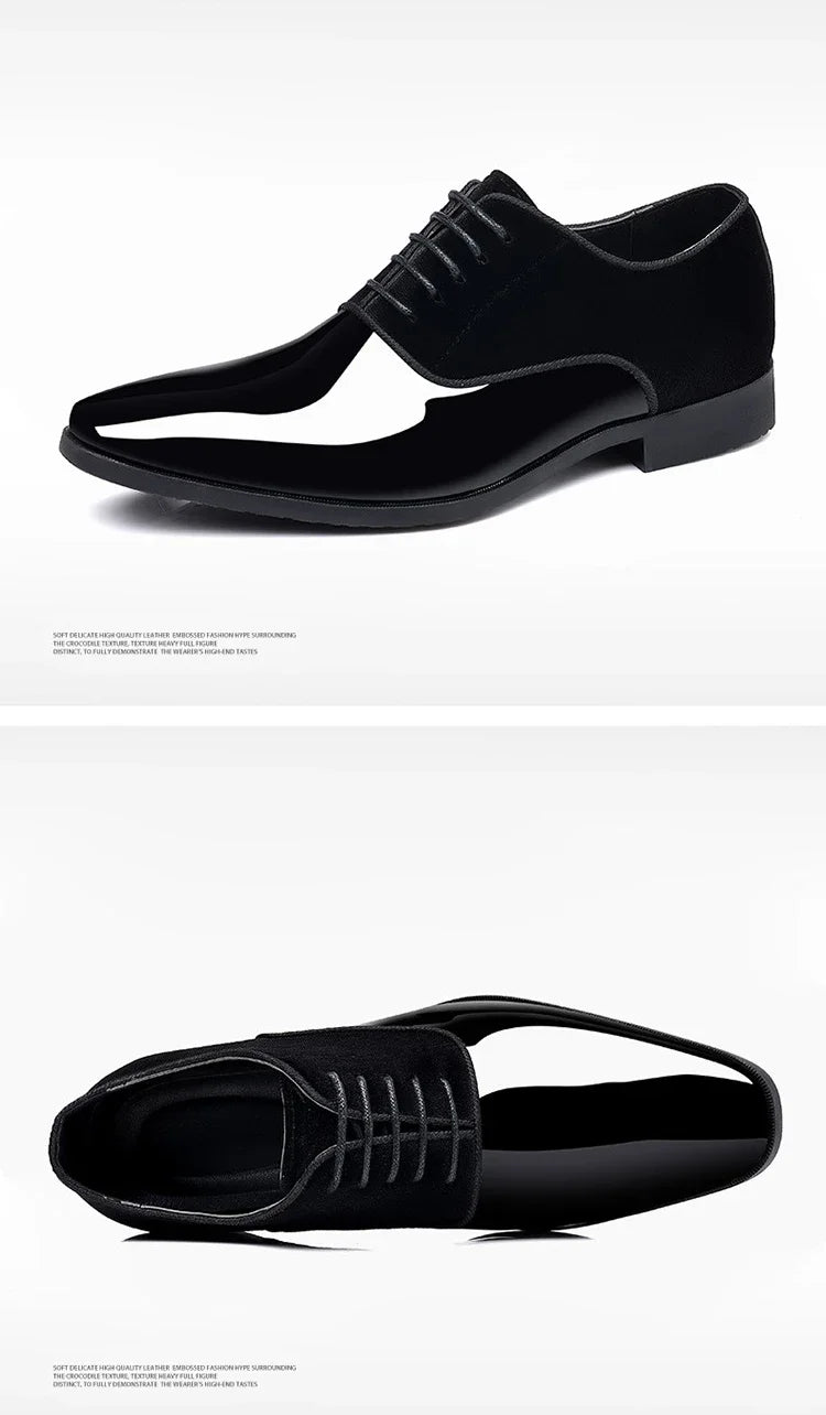 New Oxford Men's Pointed Toe Dress  Luxury Lacquer Wedding Shoes Classic Derby Shoes 2023 Leather Shoes Size 38-50 - Sun Studio