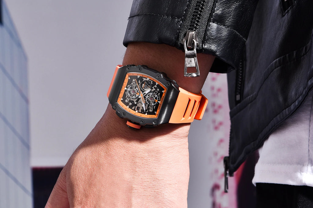 PAGANI DESING Men's Quartz Watches Skeleton Dial 100M Waterproof Sport Rectangle Sapphire glass Watch for Men - Sun Studio