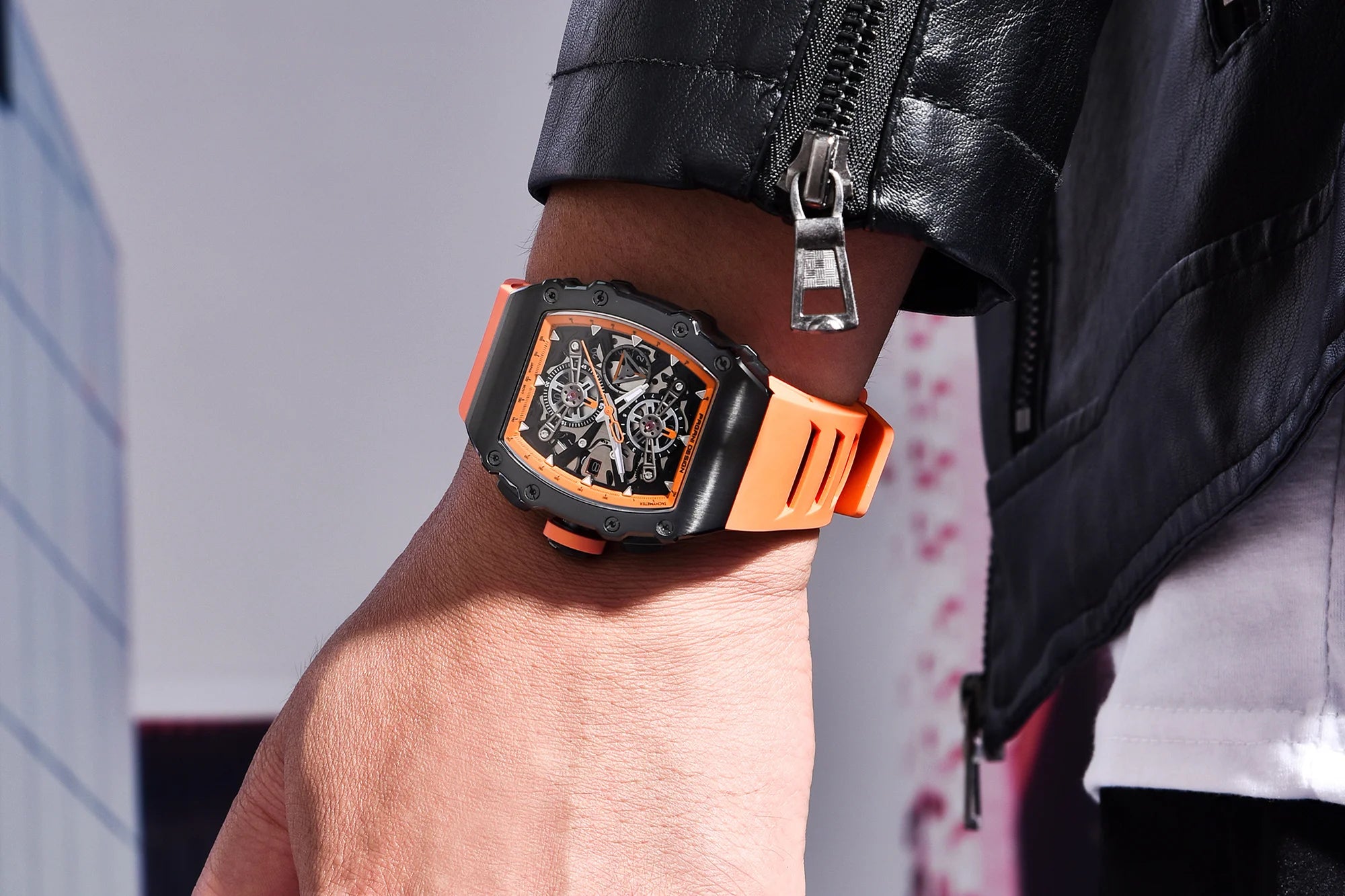 PAGANI DESING Men's Quartz Watches Skeleton Dial 100M Waterproof Sport Rectangle Sapphire glass Watch for Men - Sun Studio