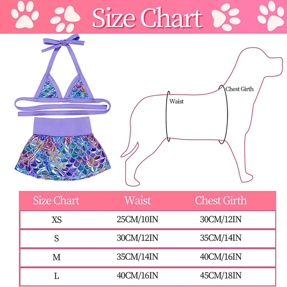 Dog Bikini Swimsuit Summer Puppy Bathing Dress Beach Clothes Cat Costume for Puppy Dog Cat Mermaid Pet Bikini for Chihuahua Pug - Sun Studio
